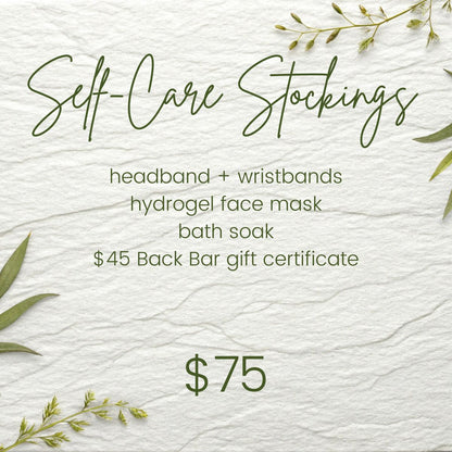 Self care stocking skincare contents by Back Bar Skincare