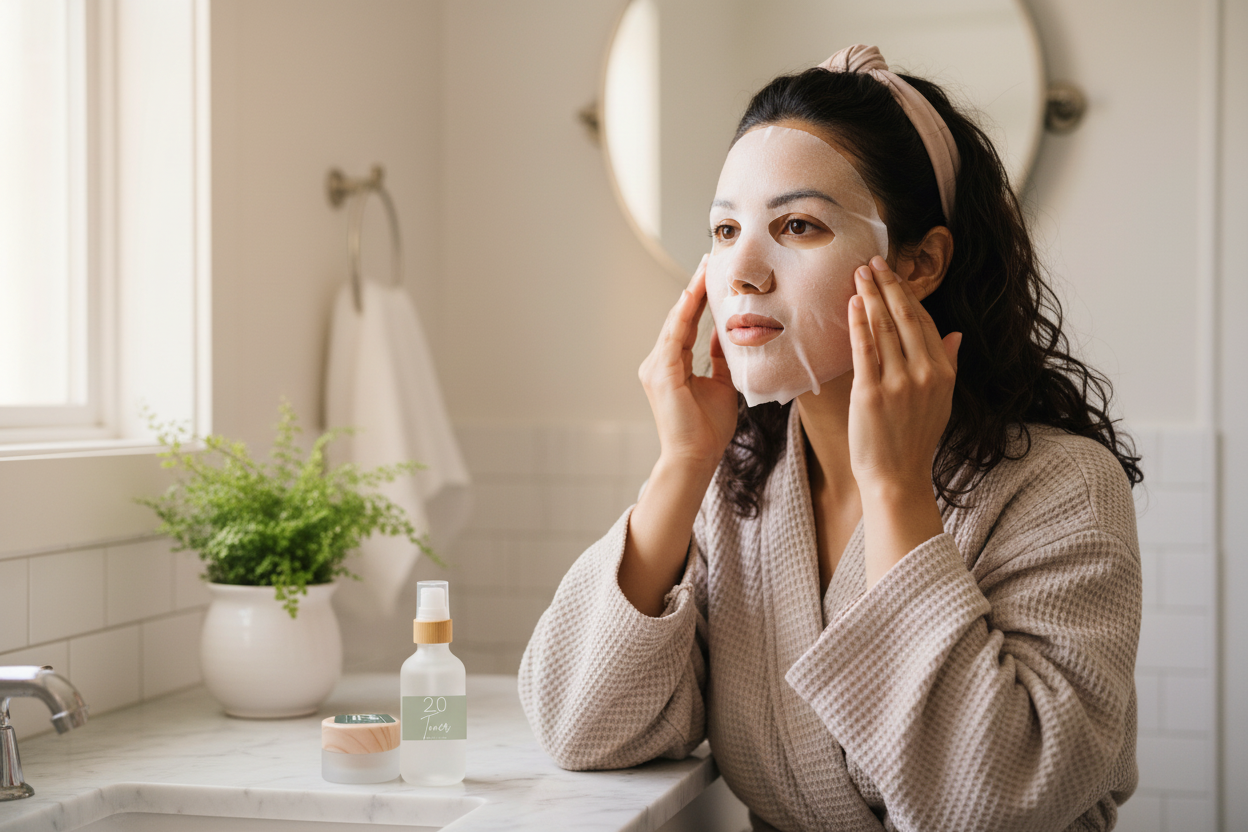 Compressed Sheet Mask in-routine natural pose