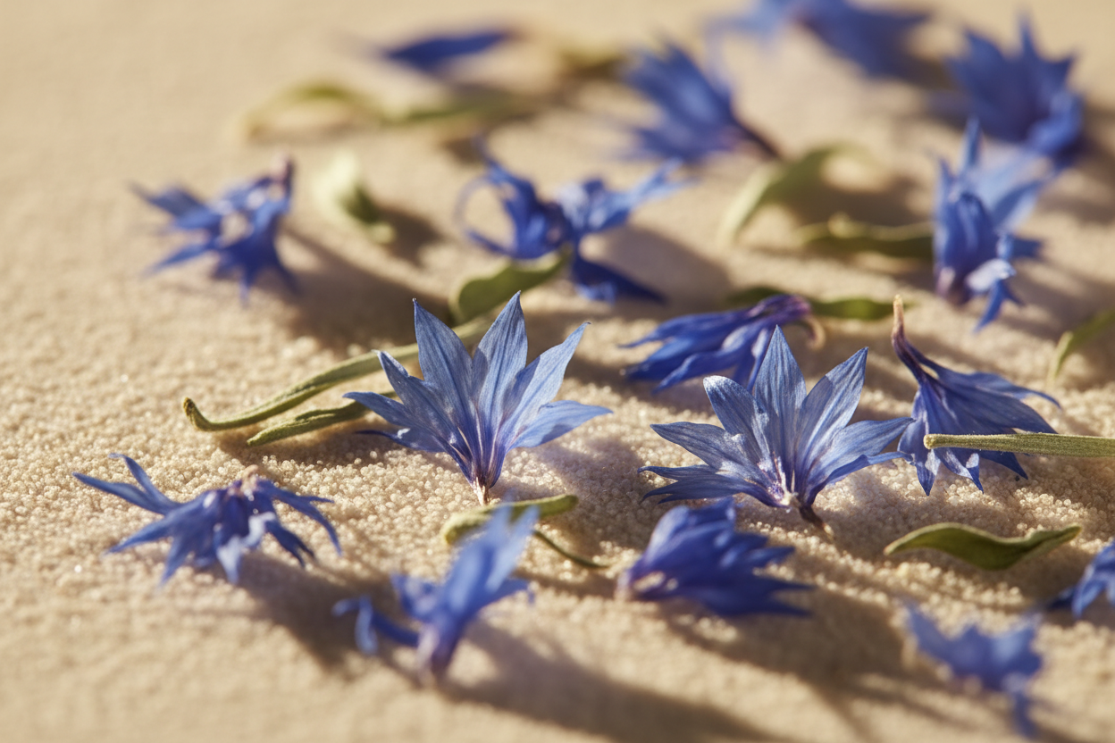 Dried blue cornflower petals