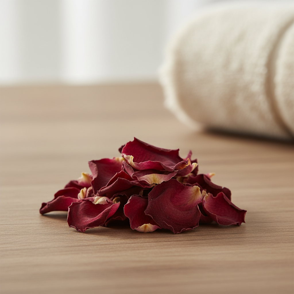 Dried red rose petals