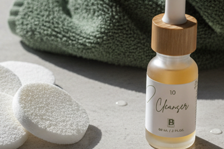 Flat lay sponges and cleanser