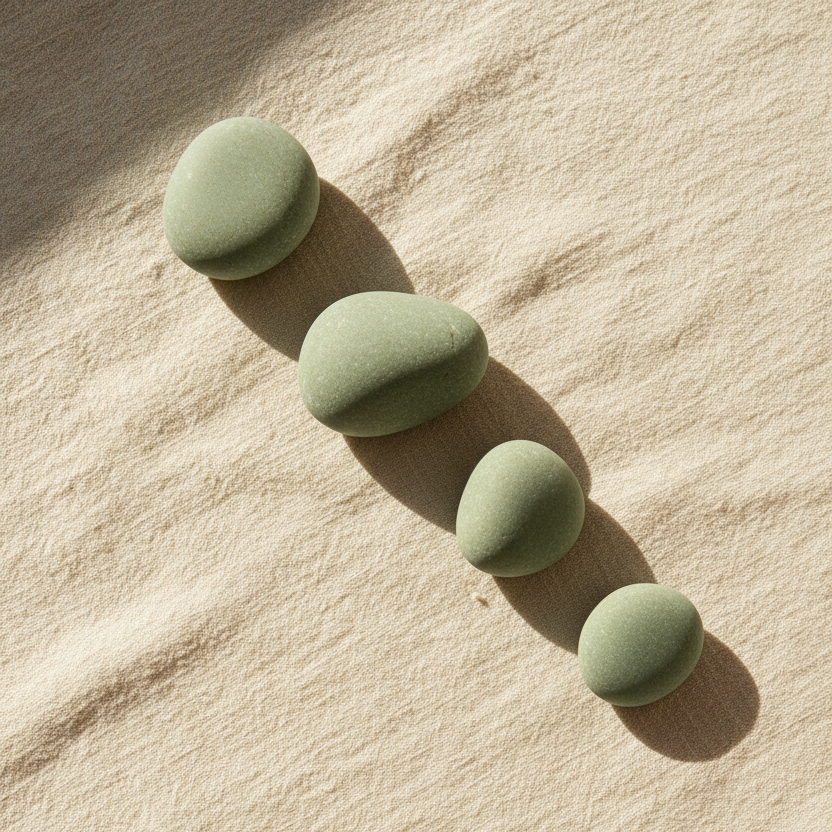 Four stones on linen