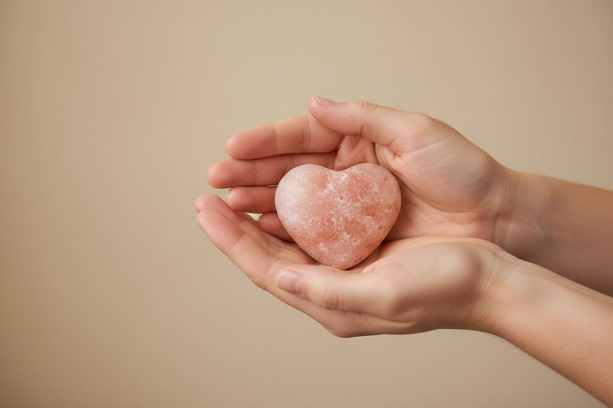 Hands holding salt heart