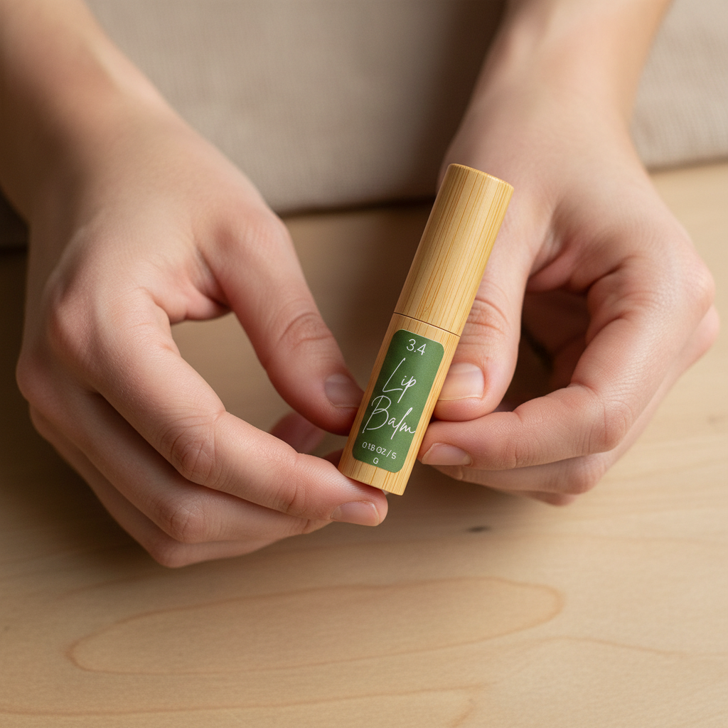 Lip balm — hands and product