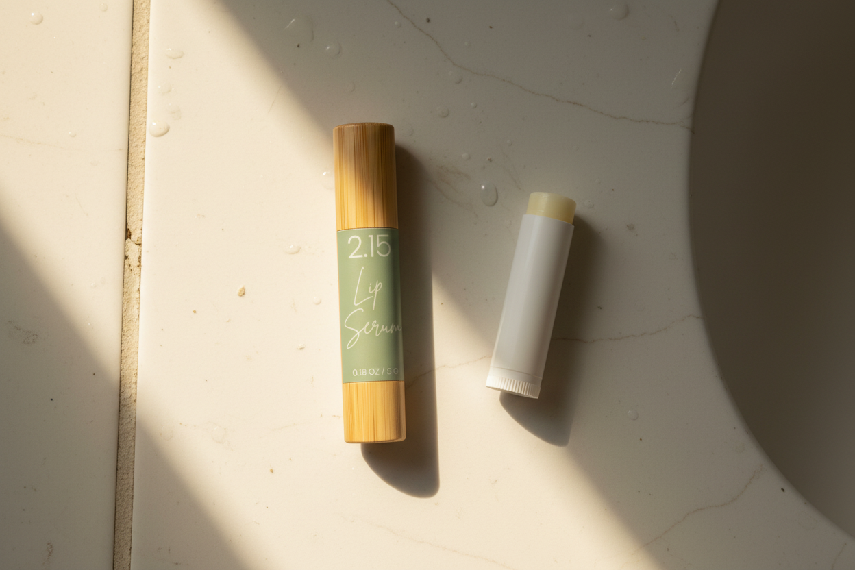 Lip serum flat lay