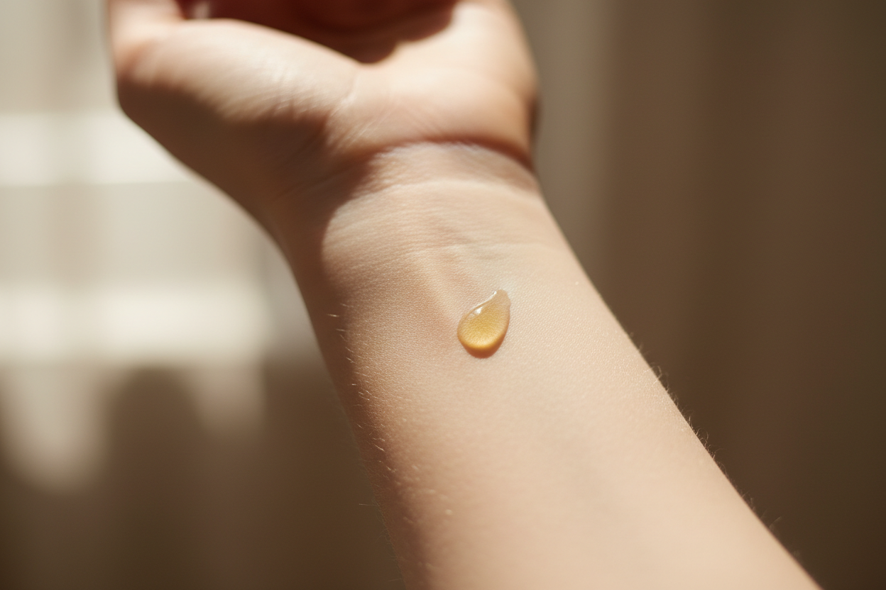Oil drop on inner wrist