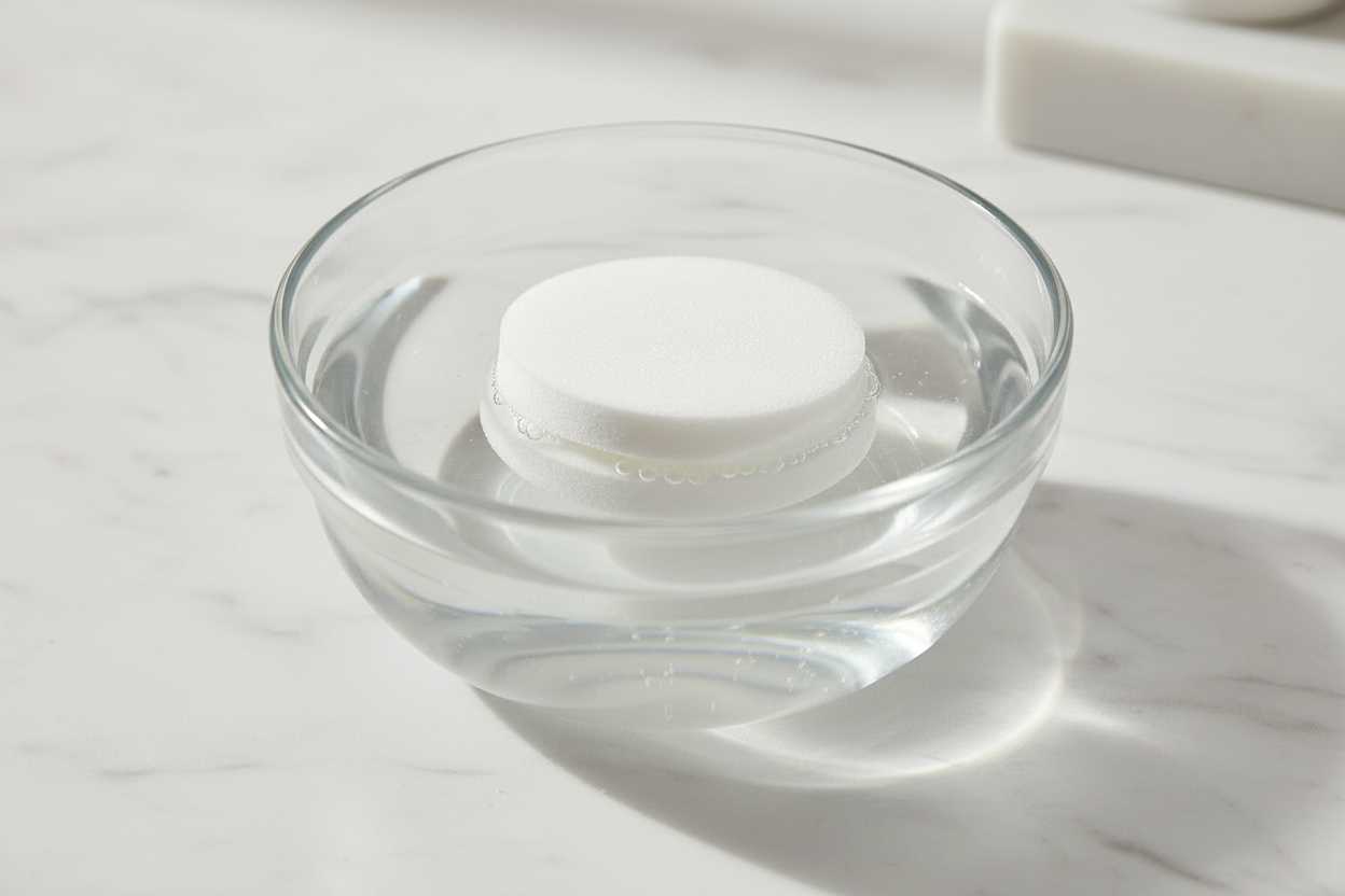 Sponge expanding in water