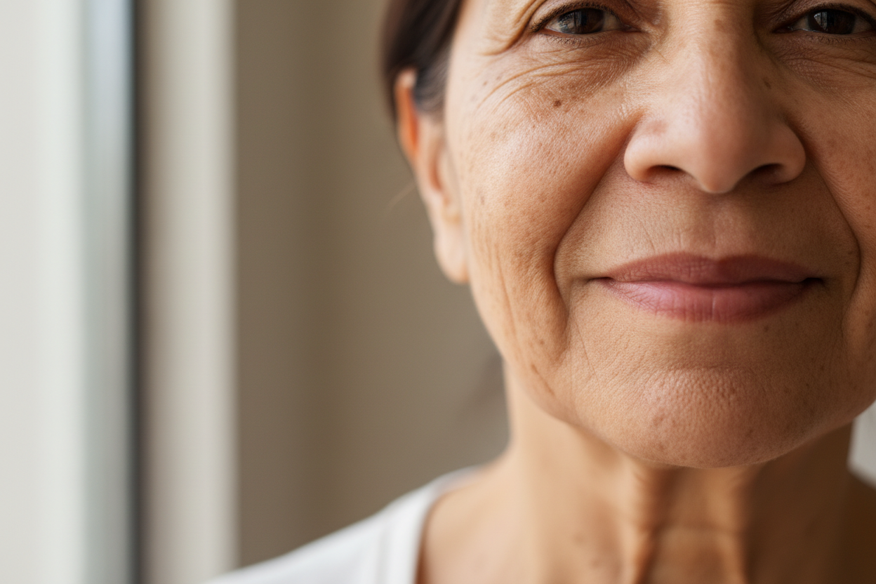 Sun damaged skin with age spots