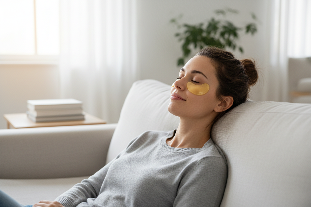 Woman with eye masks